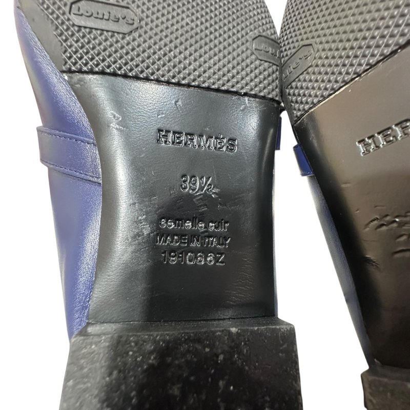 【美收精品】HERMES藍色皮革拖鞋 4-713-4