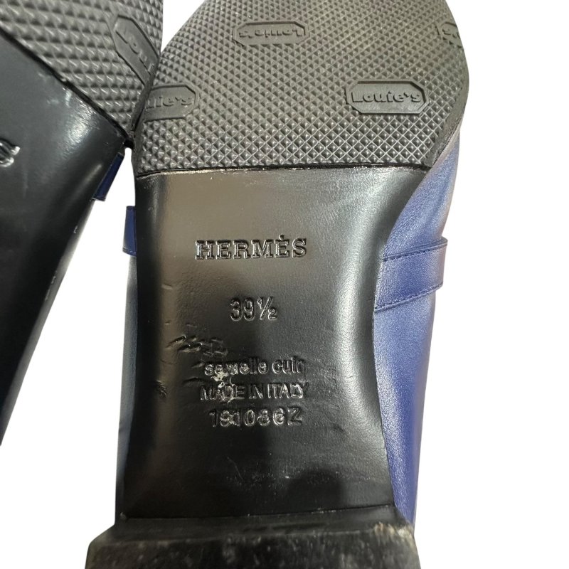 【美收精品】HERMES藍色皮革拖鞋 4-713-7