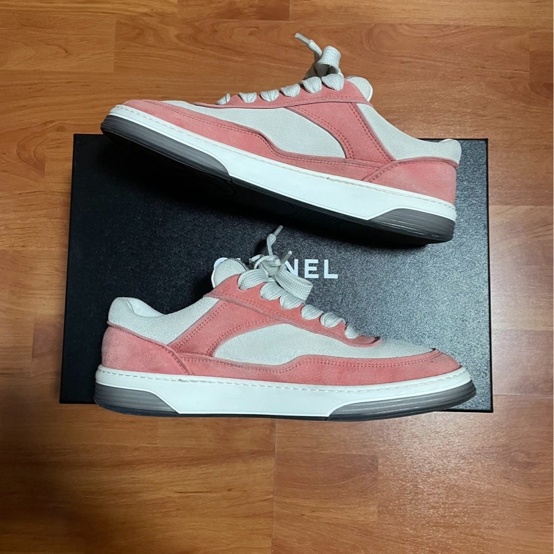 Chanel正品香奈兒徽標 低幫雙C板鞋 女款 粉白 37.5碼-1