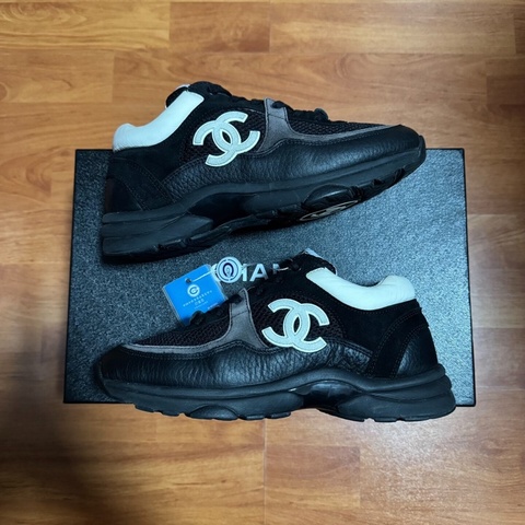 Chanel正品熊貓鞋香奈兒低幫徽標運動鞋 女款 黑白37碼