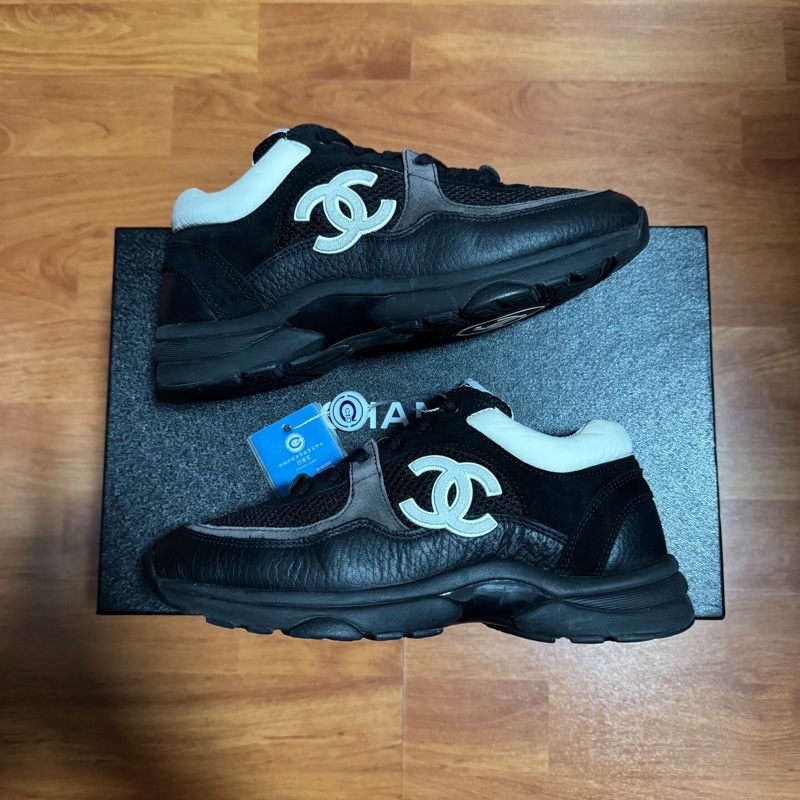 Chanel正品熊貓鞋香奈兒低幫徽標運動鞋 女款 黑白37碼-0