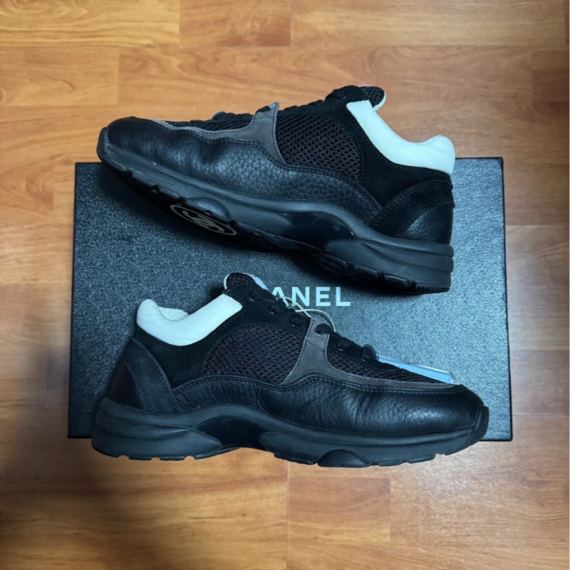 Chanel正品熊貓鞋香奈兒低幫徽標運動鞋 女款 黑白37碼-1