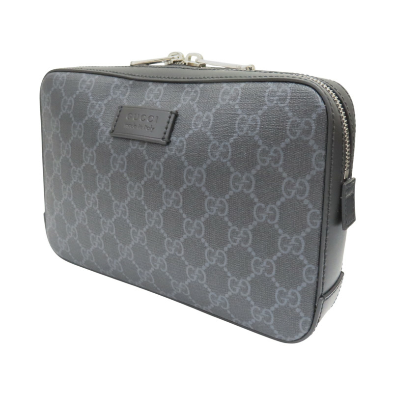 黑色 GG Supreme帆布 手拿包【GUCCI 古馳】 495562-2