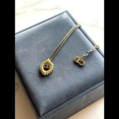 【LA LUNE】中古Dior 金色浮雕水滴復古頸鏈 項鏈 首飾飾品 二手 古董 禮物