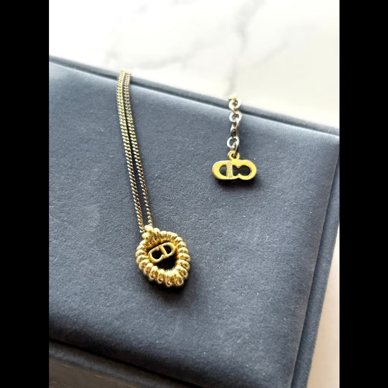 【LA LUNE】中古Dior 金色浮雕水滴復古頸鏈 項鏈 首飾飾品 二手 古董 禮物-1