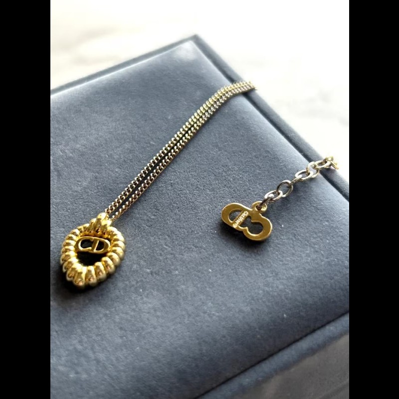 【LA LUNE】中古Dior 金色浮雕水滴復古頸鏈 項鏈 首飾飾品 二手 古董 禮物-3