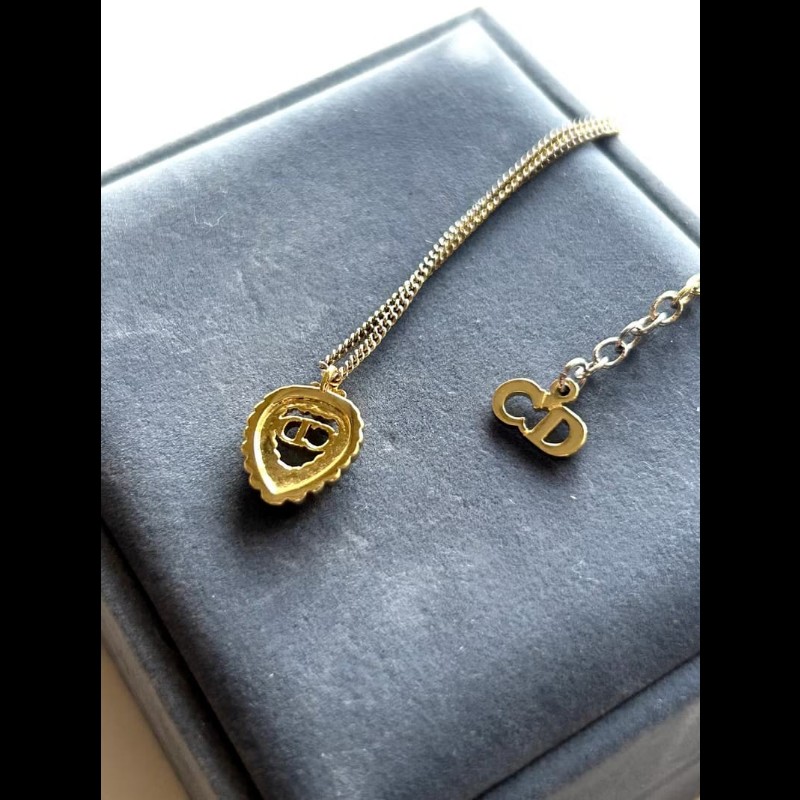 【LA LUNE】中古Dior 金色浮雕水滴復古頸鏈 項鏈 首飾飾品 二手 古董 禮物-5