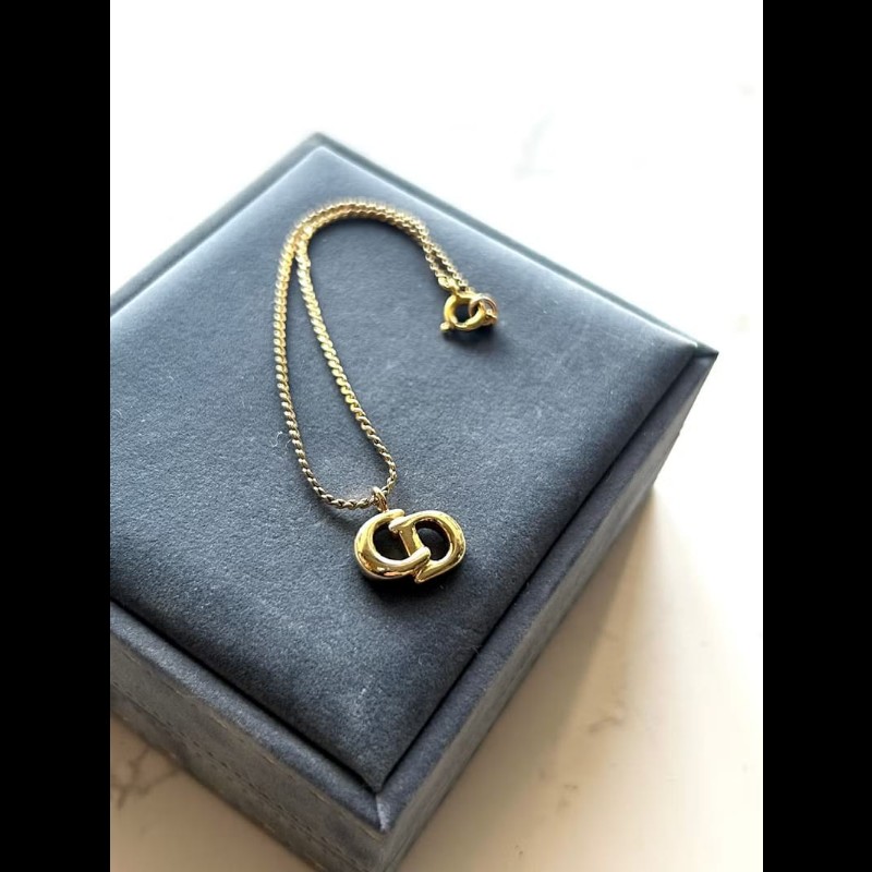 【LA LUNE】中古Dior 金色logo復古手鏈 手鐲 首飾飾品 禮物 二手 古董配件-0