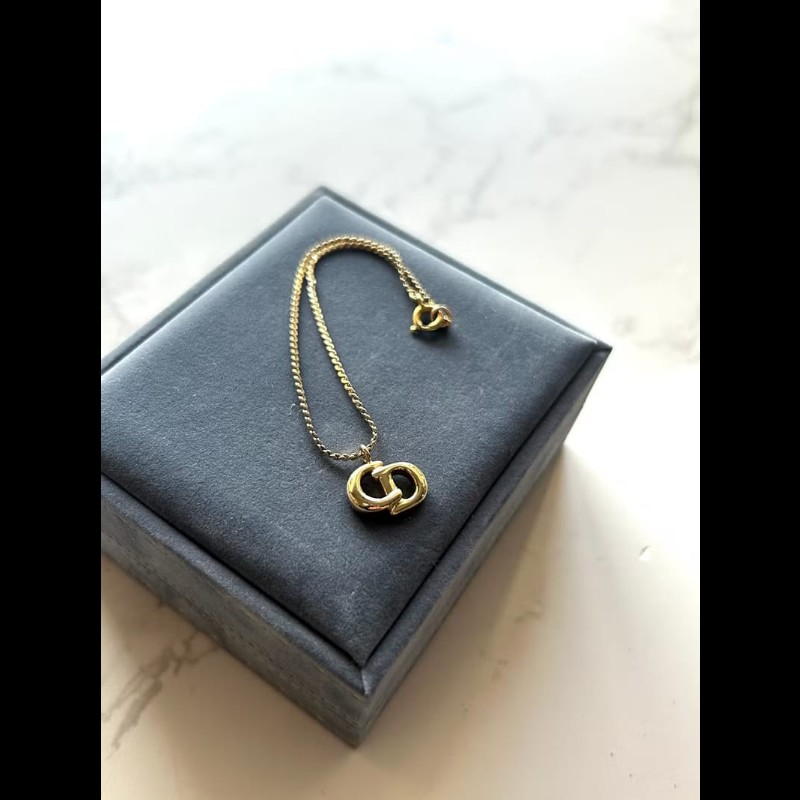 【LA LUNE】中古Dior 金色logo復古手鏈 手鐲 首飾飾品 禮物 二手 古董配件-1