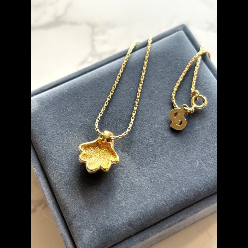 【LA LUNE】中古Dior 金色水鑽貝殼復古頸鏈 項鏈 首飾飾品 二手 古董 禮物-2