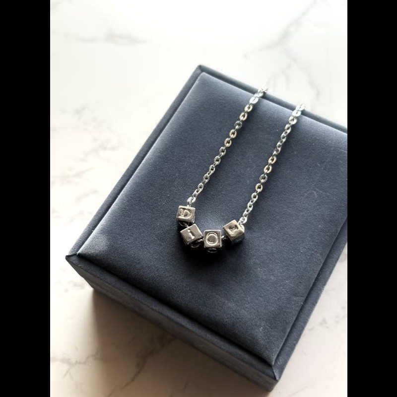 【LA LUNE】中古Dior 銀色小立方復古手鏈 手鐲 首飾飾品 禮物 二手 古董配件-1