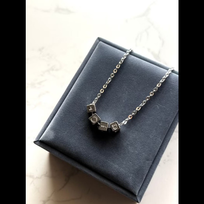 【LA LUNE】中古Dior 銀色小立方復古手鏈 手鐲 首飾飾品 禮物 二手 古董配件-3