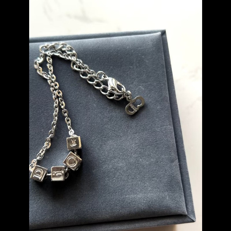 【LA LUNE】中古Dior 銀色小立方復古手鏈 手鐲 首飾飾品 禮物 二手 古董配件-4