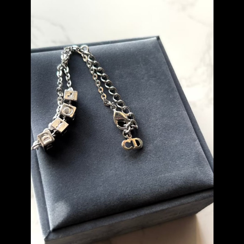【LA LUNE】中古Dior 銀色小立方復古手鏈 手鐲 首飾飾品 禮物 二手 古董配件-5
