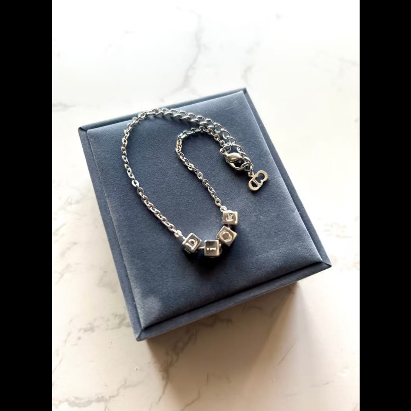 【LA LUNE】中古Dior 銀色小立方復古手鏈 手鐲 首飾飾品 禮物 二手 古董配件-6
