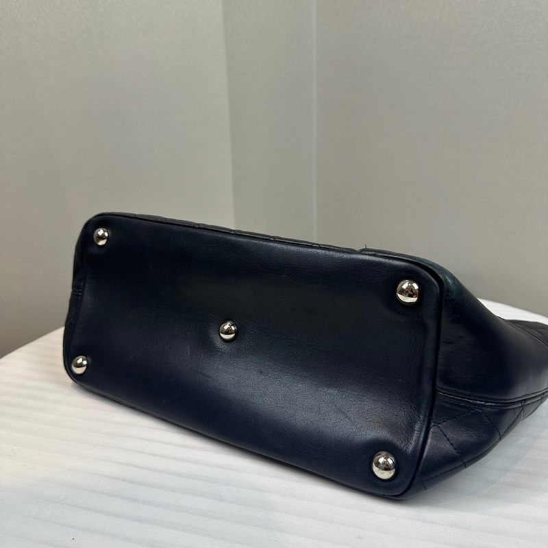 香奈兒/Chanel Vintage Cambon Tote Bag 黑色銀扣牛皮康鵬托特包30x14x24cm-5