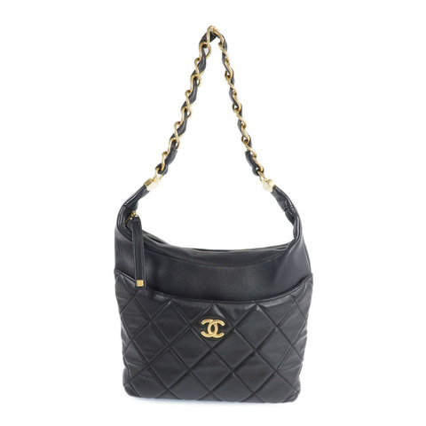 CHANEL 牛皮皮革Chain Shoulder Bag金扣鏈帶肩背袋