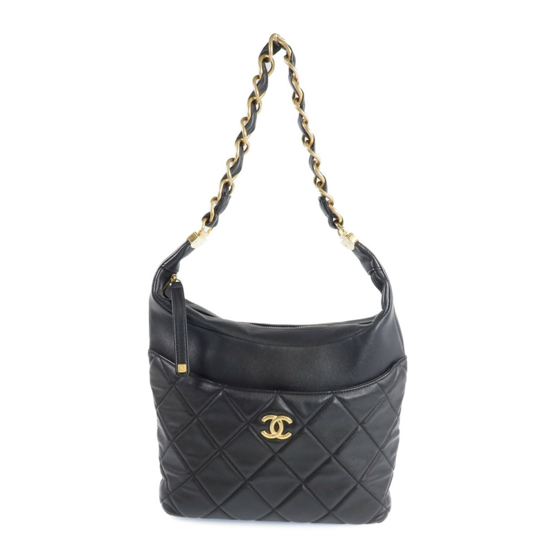 CHANEL 牛皮皮革Chain Shoulder Bag金扣鏈帶肩背袋-0