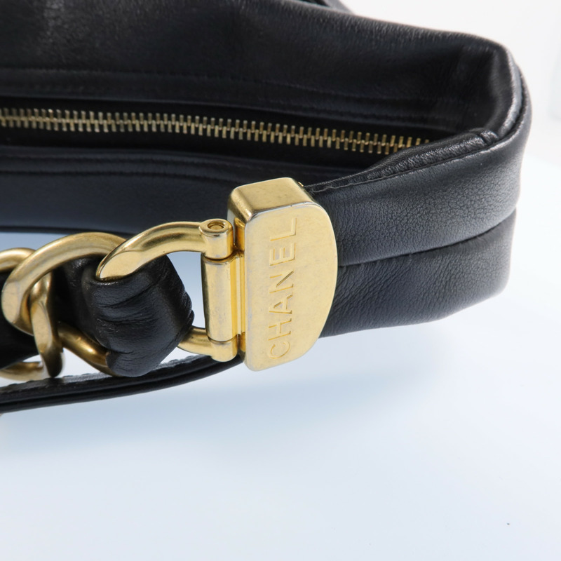 CHANEL 牛皮皮革Chain Shoulder Bag金扣鏈帶肩背袋-13