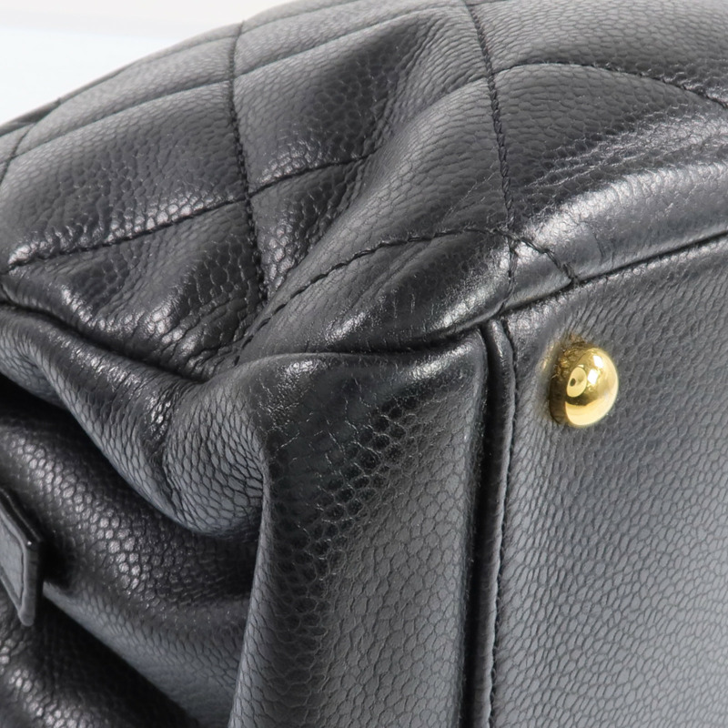 CHANEL 牛皮皮革Tote Bag金扣手挽袋-11