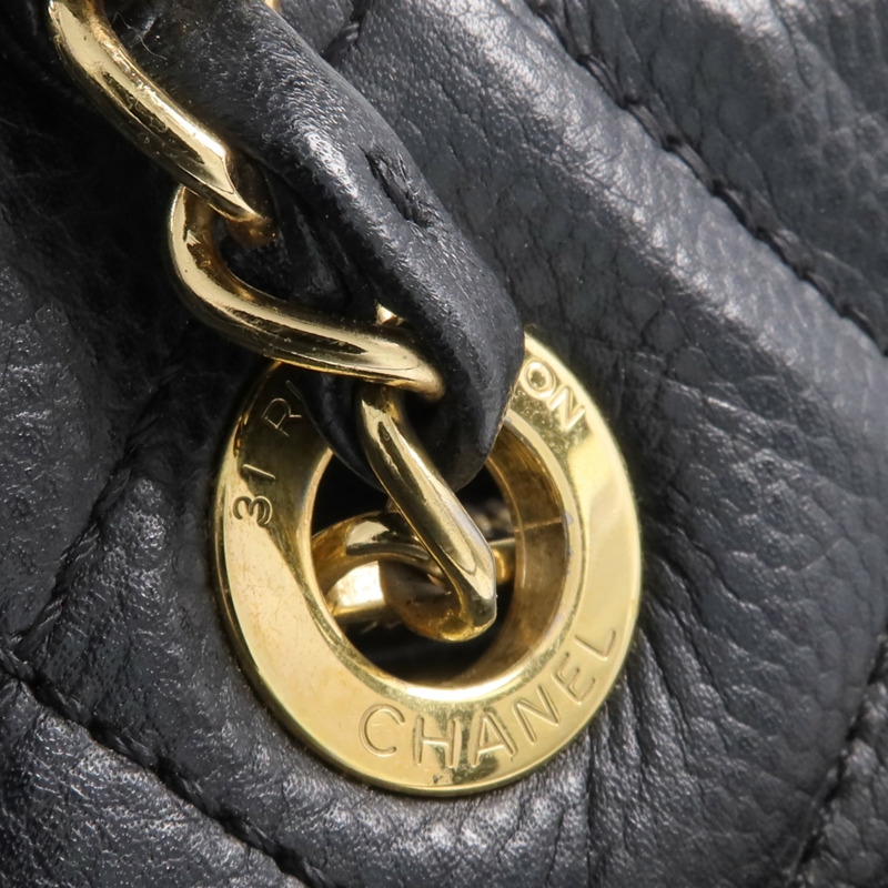 CHANEL 牛皮皮革Tote Bag金扣手挽袋-12