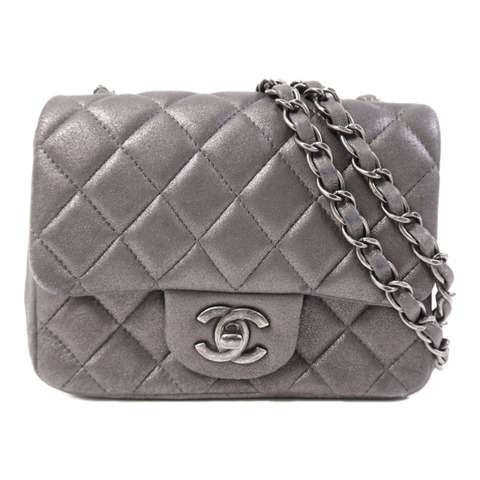 CHANEL 牛皮皮革Mini Classic 17銀扣鏈帶肩背袋
