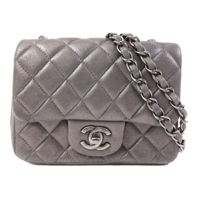 CHANEL 牛皮皮革Mini Classic 17銀扣鏈帶肩背袋-0