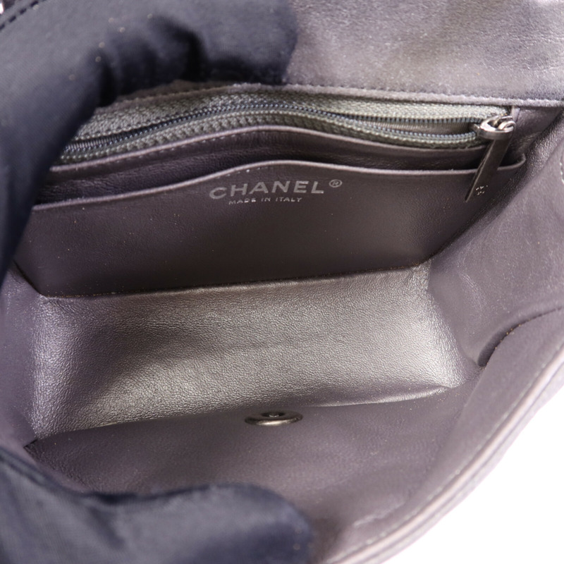 CHANEL 牛皮皮革Mini Classic 17銀扣鏈帶肩背袋-4