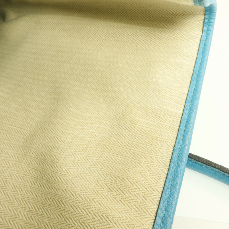 HERMES Negonda皮革Garden Party PM銀扣手挽袋Bleu Paon-10