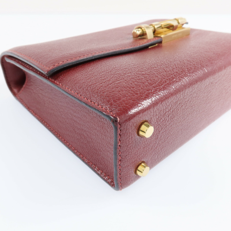 HERMES Chevre皮革Mini Verrou金扣鏈帶肩背袋Rough H-10