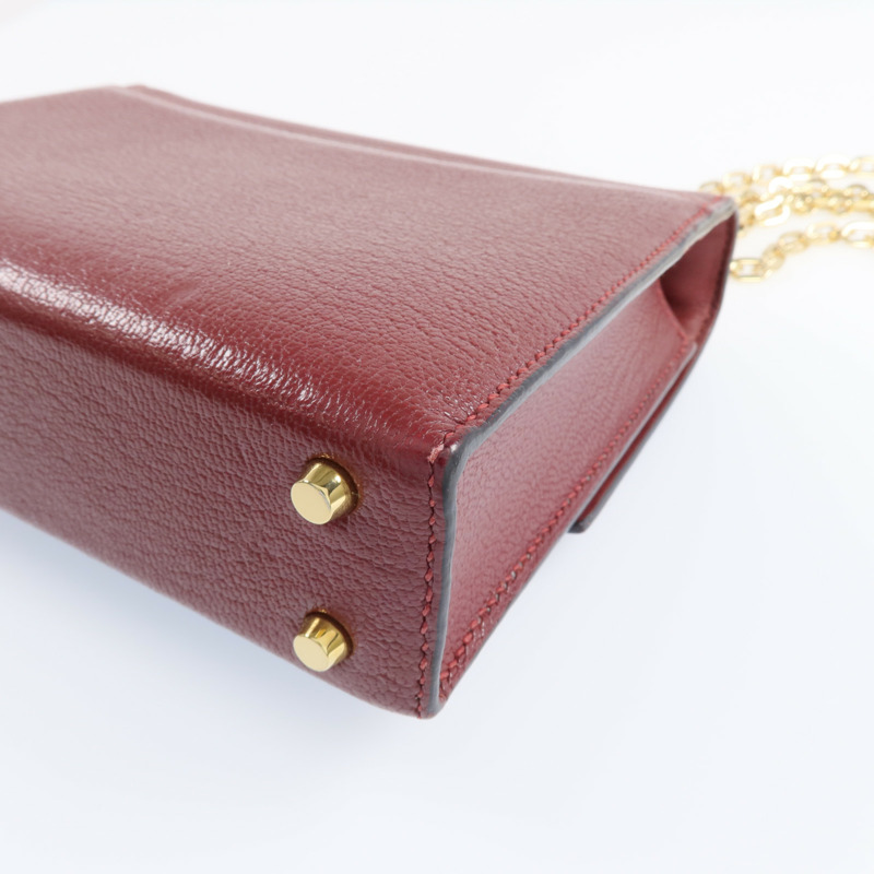 HERMES Chevre皮革Mini Verrou金扣鏈帶肩背袋Rough H-12