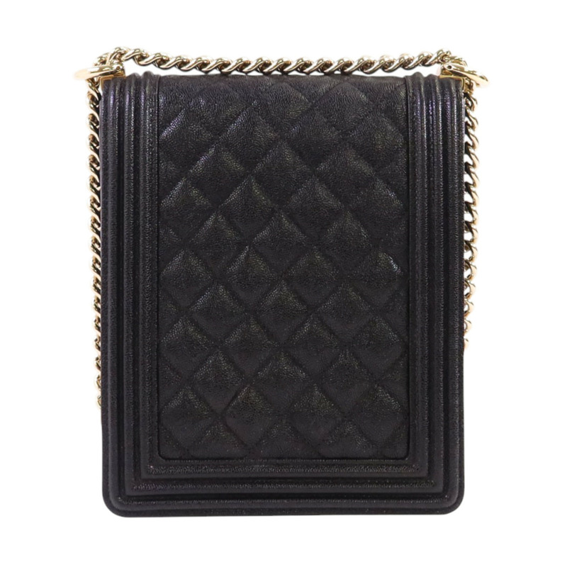 CHANEL 牛皮皮革Boy金扣鏈帶肩背袋-1