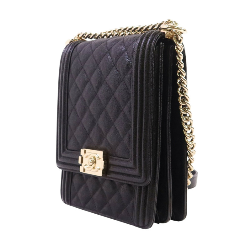 CHANEL 牛皮皮革Boy金扣鏈帶肩背袋-2