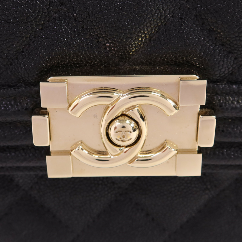 CHANEL 牛皮皮革Boy金扣鏈帶肩背袋-8