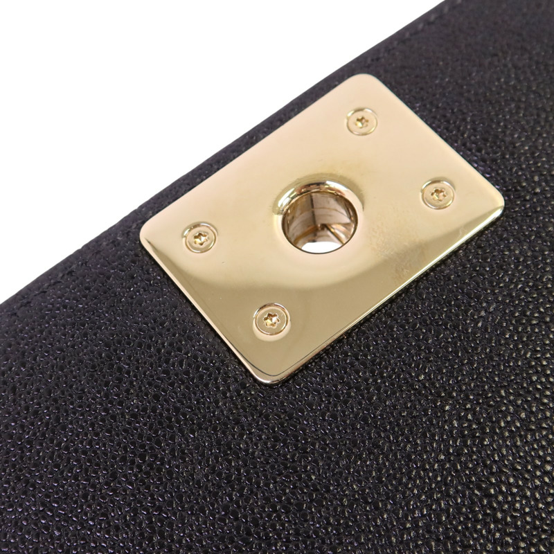 CHANEL 牛皮皮革Boy金扣鏈帶肩背袋-14