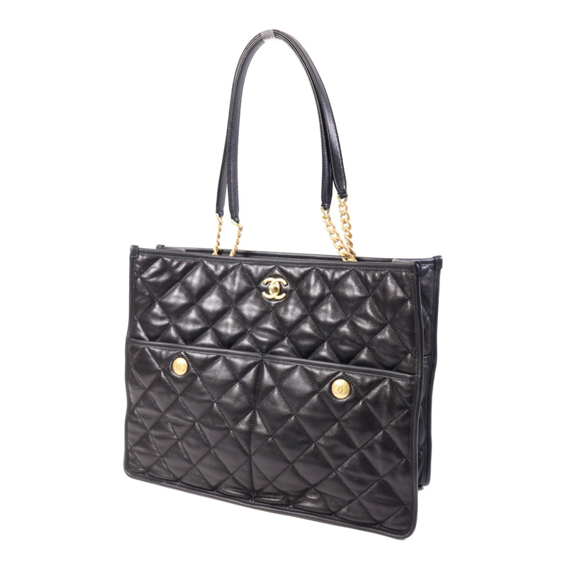 CHANEL 羊皮皮革Tote Bag金扣手挽袋-2