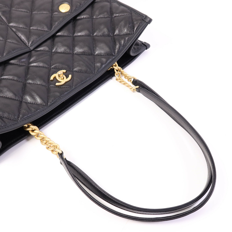 CHANEL 羊皮皮革Tote Bag金扣手挽袋-8