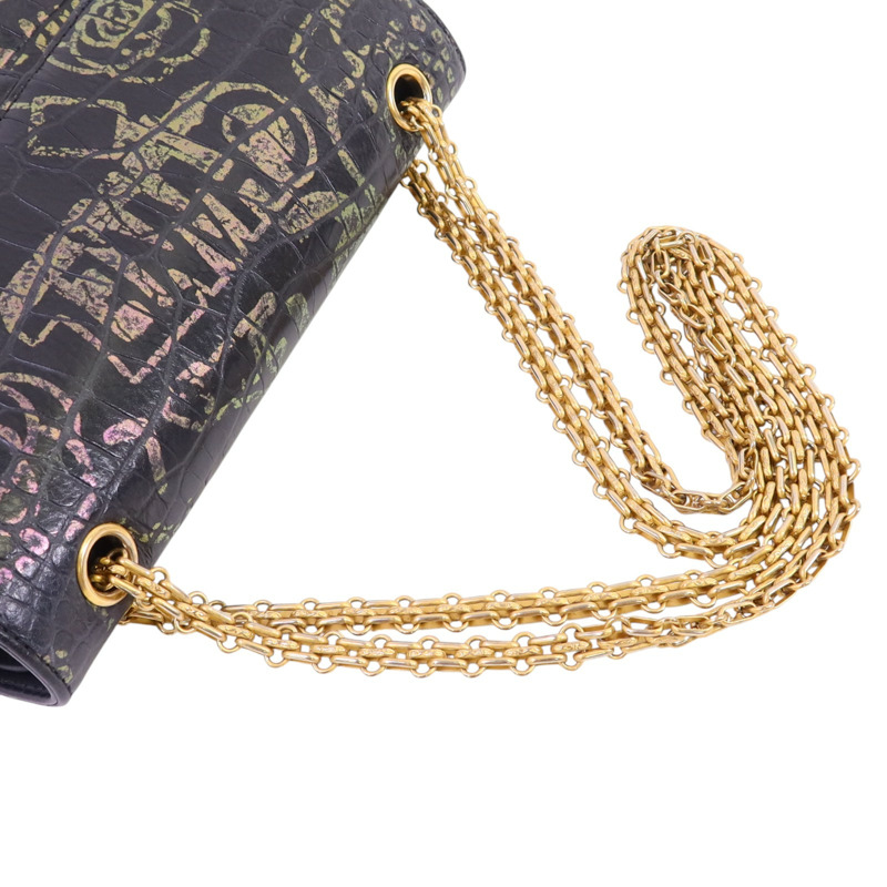 CHANEL 牛皮皮革2.55 Graffiti Reissue金扣鏈帶肩背袋-7
