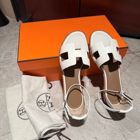 「全新」愛馬仕涼鞋38-白