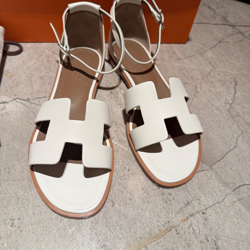 「全新」愛馬仕涼鞋38-白-5