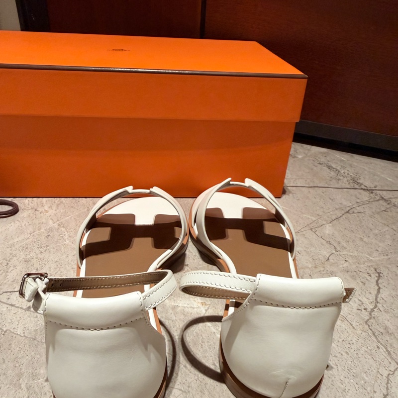「全新」愛馬仕涼鞋38-白-6