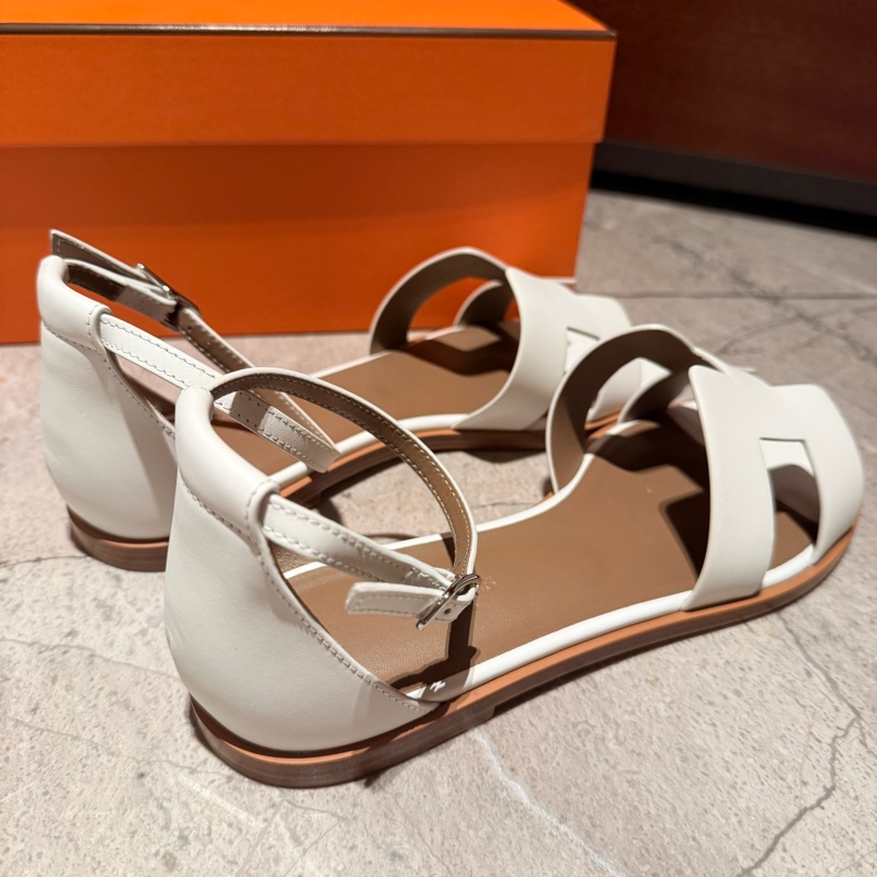 「全新」愛馬仕涼鞋38-白-13