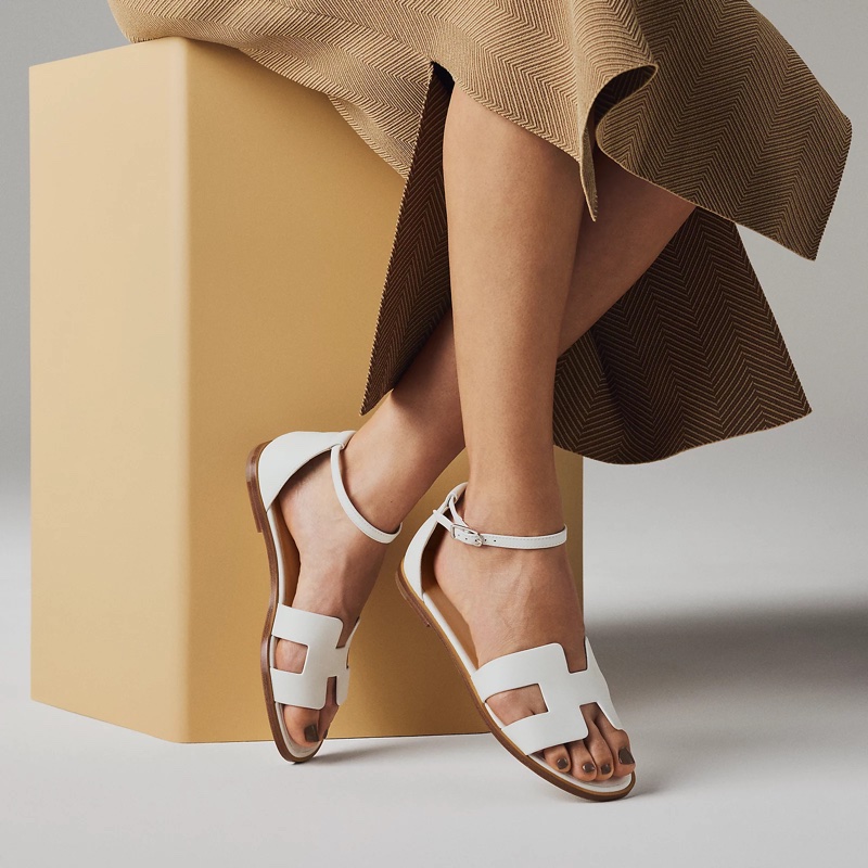 「全新」愛馬仕涼鞋38-白-4