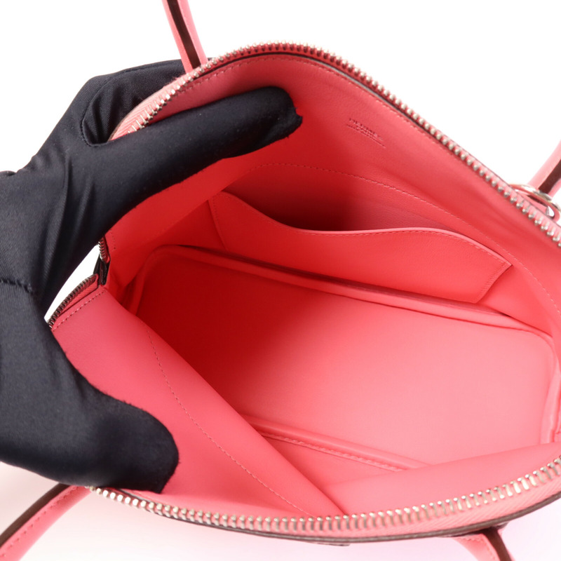 HERMES Swift皮革Bolide 27銀扣手挽肩背兩用袋Rose Azalee-4