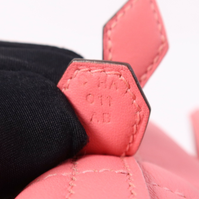 HERMES Swift皮革Bolide 27銀扣手挽肩背兩用袋Rose Azalee-7