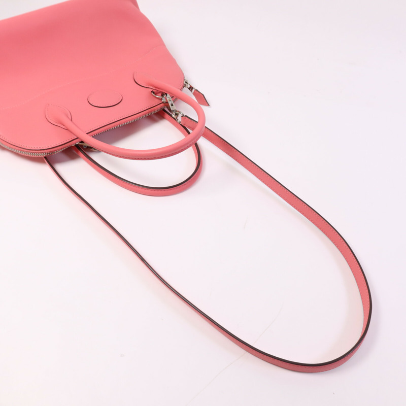 HERMES Swift皮革Bolide 27銀扣手挽肩背兩用袋Rose Azalee-8