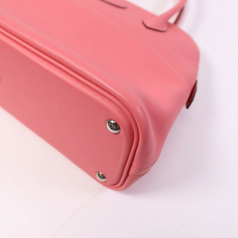 HERMES Swift皮革Bolide 27銀扣手挽肩背兩用袋Rose Azalee-10