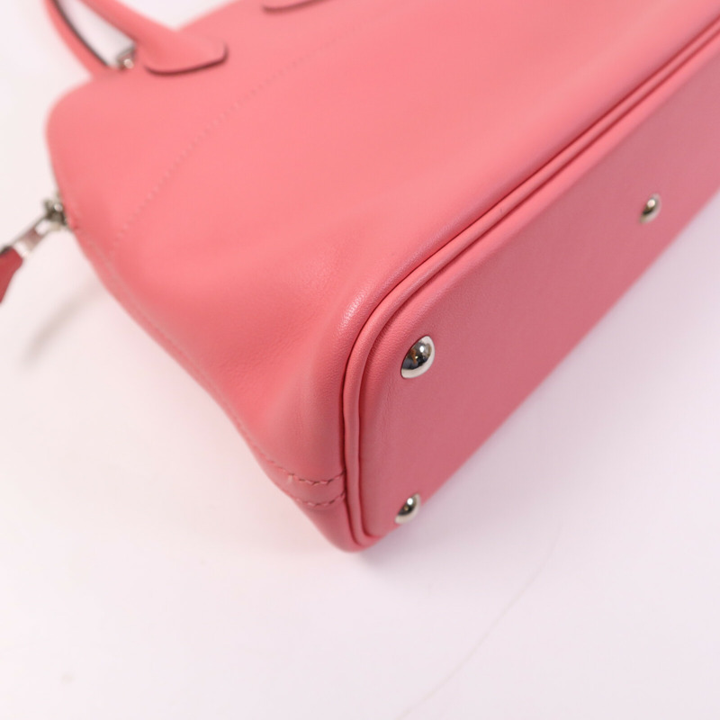 HERMES Swift皮革Bolide 27銀扣手挽肩背兩用袋Rose Azalee-11