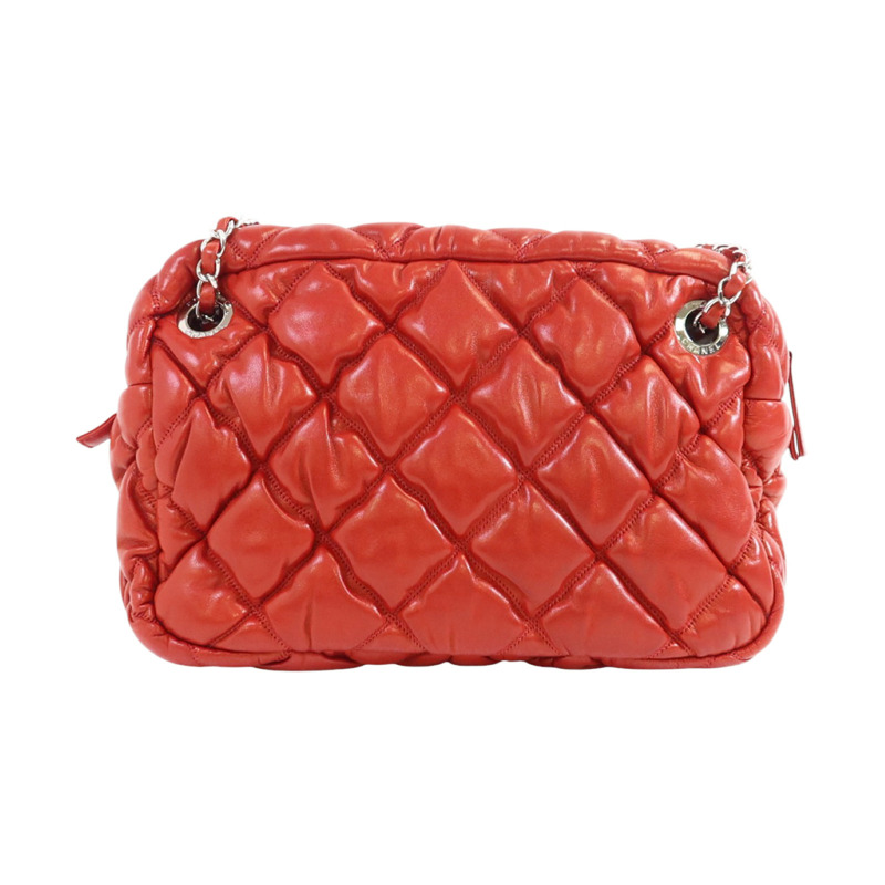 CHANEL 羊皮皮革Chain Shoulder銀扣鏈帶肩背袋-1