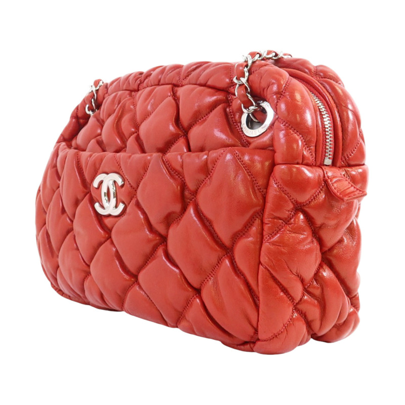 CHANEL 羊皮皮革Chain Shoulder銀扣鏈帶肩背袋-2